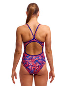 Funkita - Ruff Stuff Diamond Secure Back (Period Proof) Swimsuit - Coral/Blue - Model Back