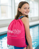 Childrens Deluxe Medium Swim Drawstring Bag With Mesh Pocket