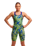 Funkita - Scaled Back Fast Training One Piece Legsuit - Green/Blue - Model Front with Pose
