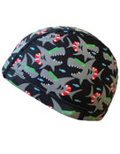 Simply-Swim-Fabric-Junior-Caps-Sharks-Black