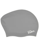 Simply Swim Adult Long Hair Silicone Swim Cap - Solid Colours - Grey