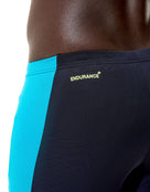 Speedo - Solid Splice Swim Jammer - Black/Green - Model Back Close Up