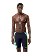 Speedo - Solid Splice Swim Jammer - Black/Green - Model Front
