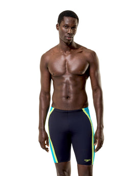 Speedo - Solid Splice Swim Jammer - Black/Green - Model Front