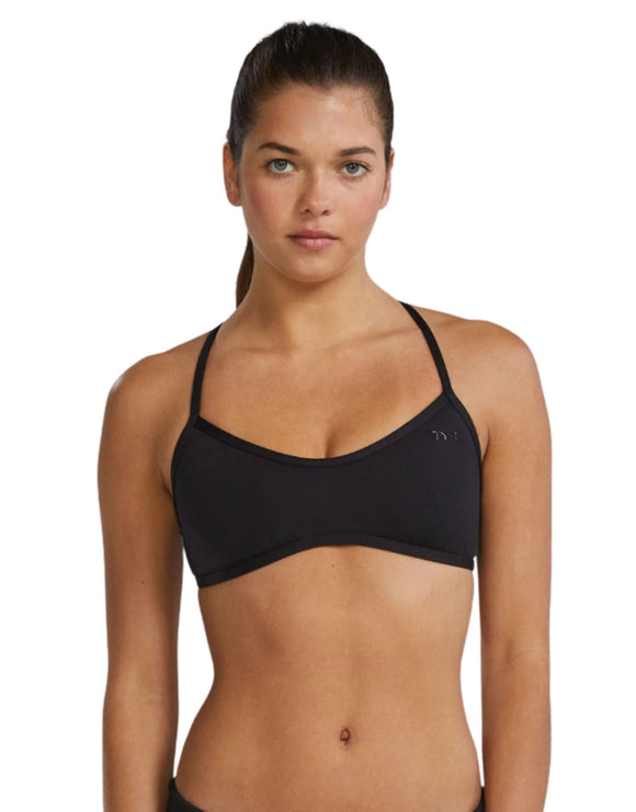 TYR - Solid Durafast Elite Trinity Swim Top - Black - Model Front
