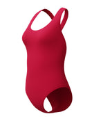 Speedo - Solid Scoop Neck Swimsuit - Dark Pink - Product Front