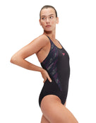 Speedo - Hyperboom Splice Muscleback Swimsuit - Black/Pink - Model Side
