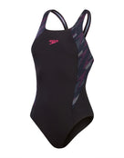 Speedo - Hyperboom Splice Muscleback Swimsuit - Black/Pink - Product Front