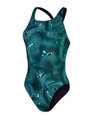 Speedo - Womens Allover Digital Powerback Swimsuit - Black/Green - Product Front
