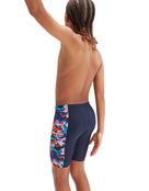Speedo - Boys Digital Allover Panel Jammer - Black/Orange - Model Back