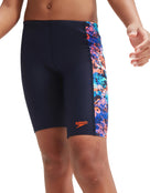 Speedo - Boys Digital Allover Panel Jammer - Black/Orange - Model Front Close Up