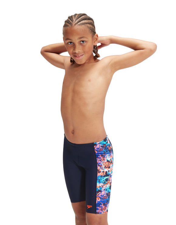 Speedo - Boys Digital Allover Panel Jammer - Black/Orange - Model Front