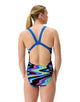 Speedo - Club Training Printed Leaderback Swimsuit - Black/Multi - Model Front
