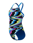 Speedo - Club Training Printed Leaderback Swimsuit - Black/Multi - Product Front
