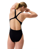 Speedo - Club Training Printed Powerback Swimsuit - Black/Multi - Model Back