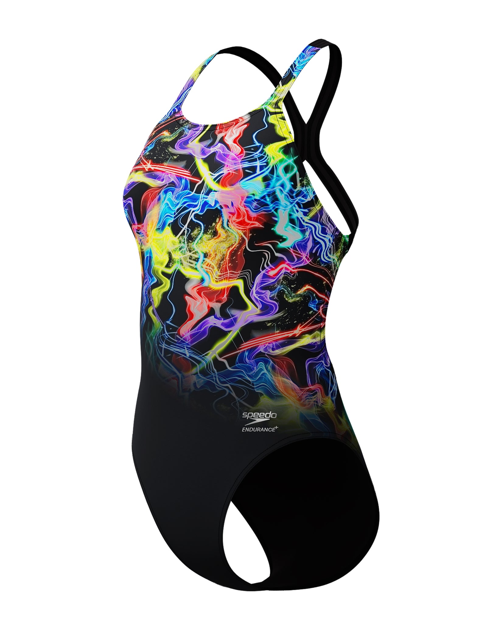 Speedo Back Types Speedo Club Training Printed Powerback Swimsuit - Black/Multi | Simply ...