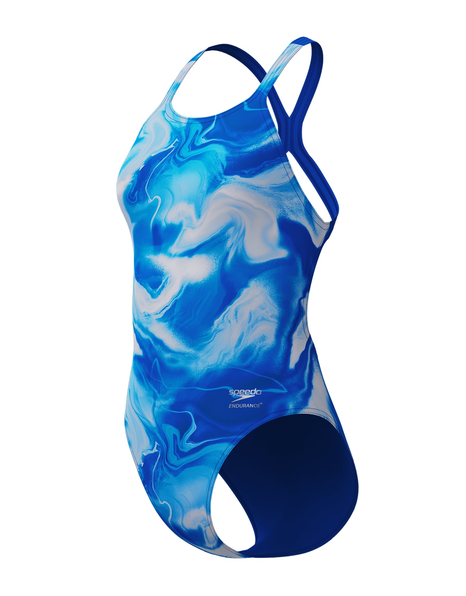 Speedo Back Types Speedo Club Training Printed Powerback Swimsuit - Blue/White | Simply ...