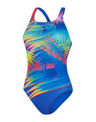 Speedo - Womens Digital Placement Medalist Swimsuit - Blue/Pink - Product Front