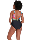 Speedo - Womens Digital Placement U-Back Swimsuit - Black/Multi - Model Back