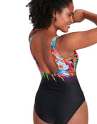 Speedo - Womens Digital Placement U-Back Swimsuit - Black/Multi - Model Back Close Up