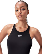 Speedo - Endurance+ V Back Swimsuit - Black - Model Front Close Up