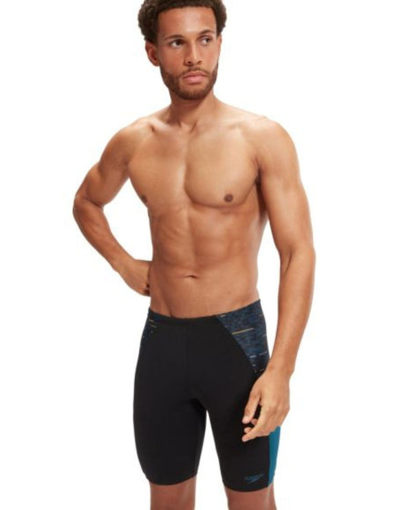 Speedo - Endurance+ Max Splice Swim Jammer - Black/Teal Blue - Model Front
