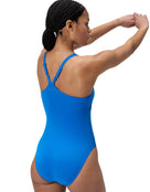 Speedo - Endurance + V Back Swimsuit (Longer Body Length) - Blue - Model Back