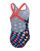 Speedo - Girls Digital Allover Leaderback Swimsuit - Black/Red - Product Back