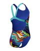 Speedo - Girls Digital Allover Leaderback Swimsuit - Blue/Multi - Product Front/Side