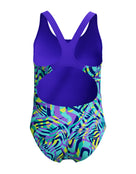 Speedo - Girls Digital Allover Splashback Swimsuit - Blue/Purple - Product Back
