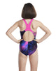 Speedo - Girls Digital Allover Splashback Swimsuit - Black/Pink - Model Front