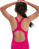 Speedo - Girls Endurance Plus Medalist Swimsuit - Pink - Model Back with Pose