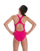 Speedo - Girls Endurance Plus Medalist Swimsuit - Pink - Model Back
