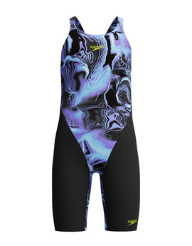Speedo - Girls Fastskin Endurance+ Max Open Back Kneeskin - Blue/Black -  Product Front