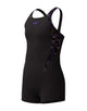 Girls Hyperboom Splice Legsuit - Black/Purple/Peach Orange