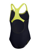 Speedo - Girls Medley Logo Medalist Swimsuit - Navy/Yellow - Product Back