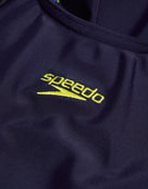 Speedo - Girls Print Panel Legsuit - Black/Blue - Product Logo