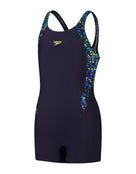 Speedo - Girls Print Panel Legsuit - Black/Blue - Product Front