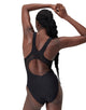Speedo Womens Solid Highneck Scoop Swimsuit - Black - Model Front