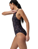 Speedo - Hyperboom Allover Medalist Swimsuit - Black/Purple/Orange - Model Side