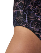 Speedo - Hyperboom Allover Medalist Swimsuit - Black/Purple/Orange - Model Side Close Up