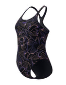 Speedo - Hyperboom Allover Medalist Swimsuit - Black/Purple/Orange - Product Front