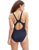 Speedo - Womens Hyperboom Placement Muscleback Swimsuit - Navy/Pink - Model Back