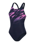 Speedo - Womens Hyperboom Placement Muscleback Swimsuit - Navy/Pink - Product Front