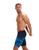 Speedo - Mens Hyperboom Placement V-Cut Swim Jammer - Black/Blue - Model Side