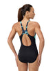 Speedo - Hyperboom Splice Muscleback Swimsuit - Black/Green - Model Front