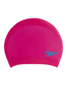 Speedo - Junior Long Hair Silicone Swim Cap - Pink/Blue - Product Front