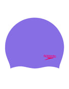 Speedo - Kids Plain Moulded Silicone Swim Cap - Purple/Red