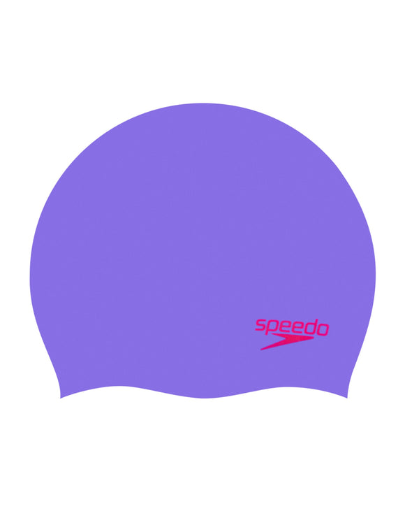 Speedo - Kids Plain Moulded Silicone Swim Cap - Purple/Red
