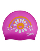 Speedo - Junior Slogan Print Silicone Swim Cap - Purple/Orange - Product Front